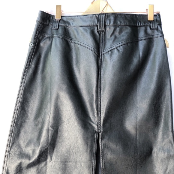 FREE PEOPLE | NWT BLACK CITY SLICKER VEGAN MAXI SKIRT SIZE 4 - Picture 10 of 12